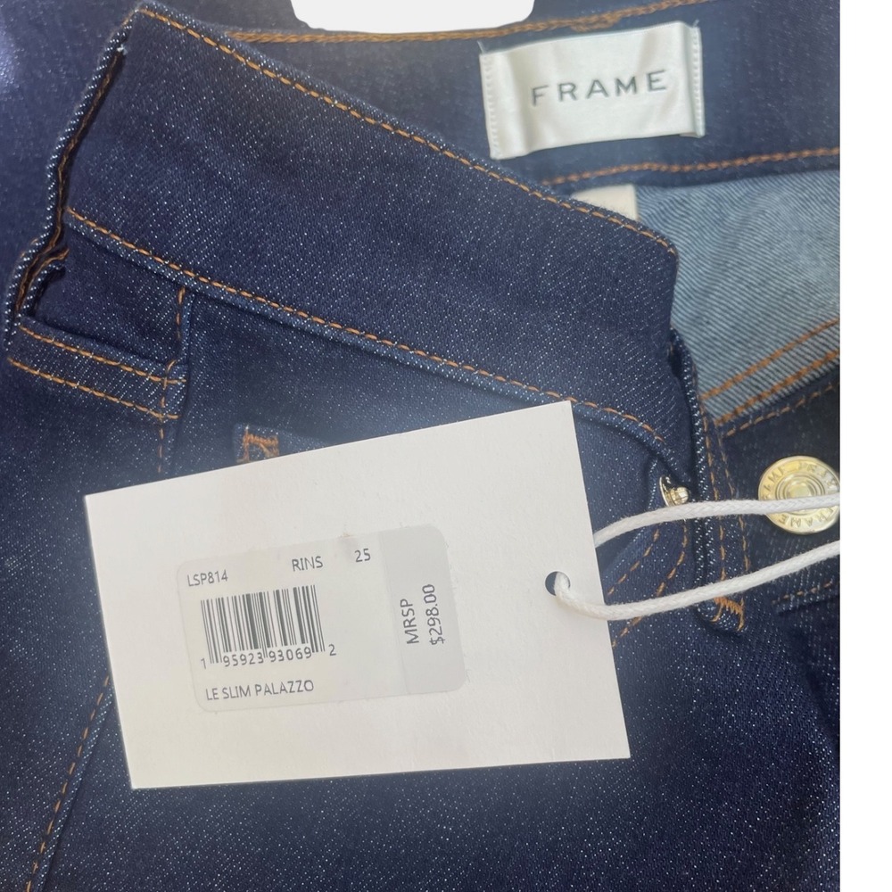 FRAME Le Slim Palazzo Jeans Rinsed Indigo High Rise Wide Leg LSP814 Size 25 NWT - Picture 8 of 8